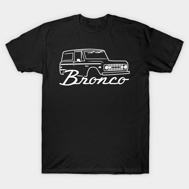 1966-1977 Ford Bronco Straight White With Logo T-Shirt by The OBS Apparel
